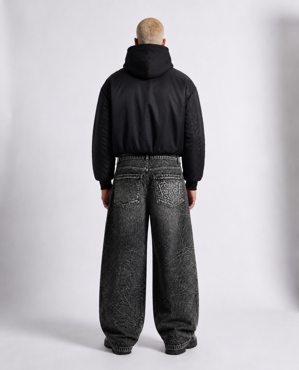 Rogue-Club Distressed Spider Wide Leg Jeans