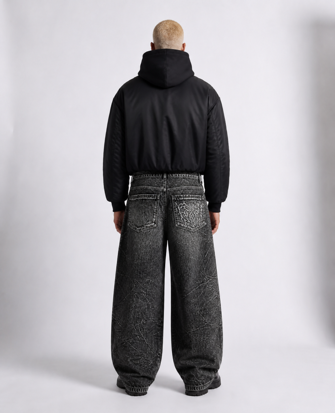 Rogue-Club Distressed Spider Wide Leg Jeans