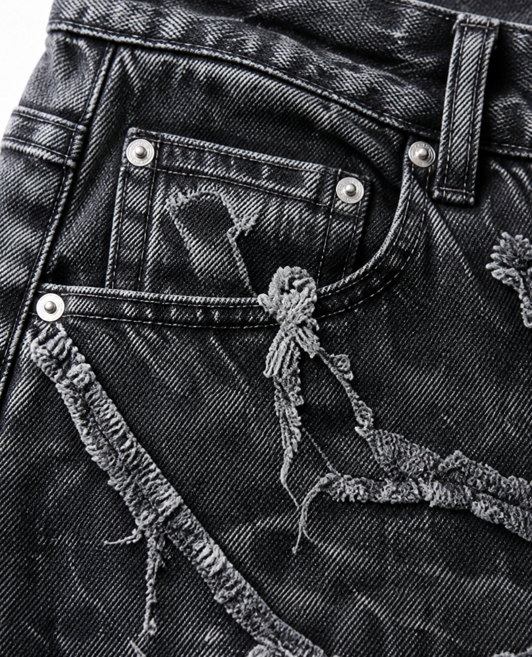 Rogue-Club Distressed Spider Wide Leg Jeans