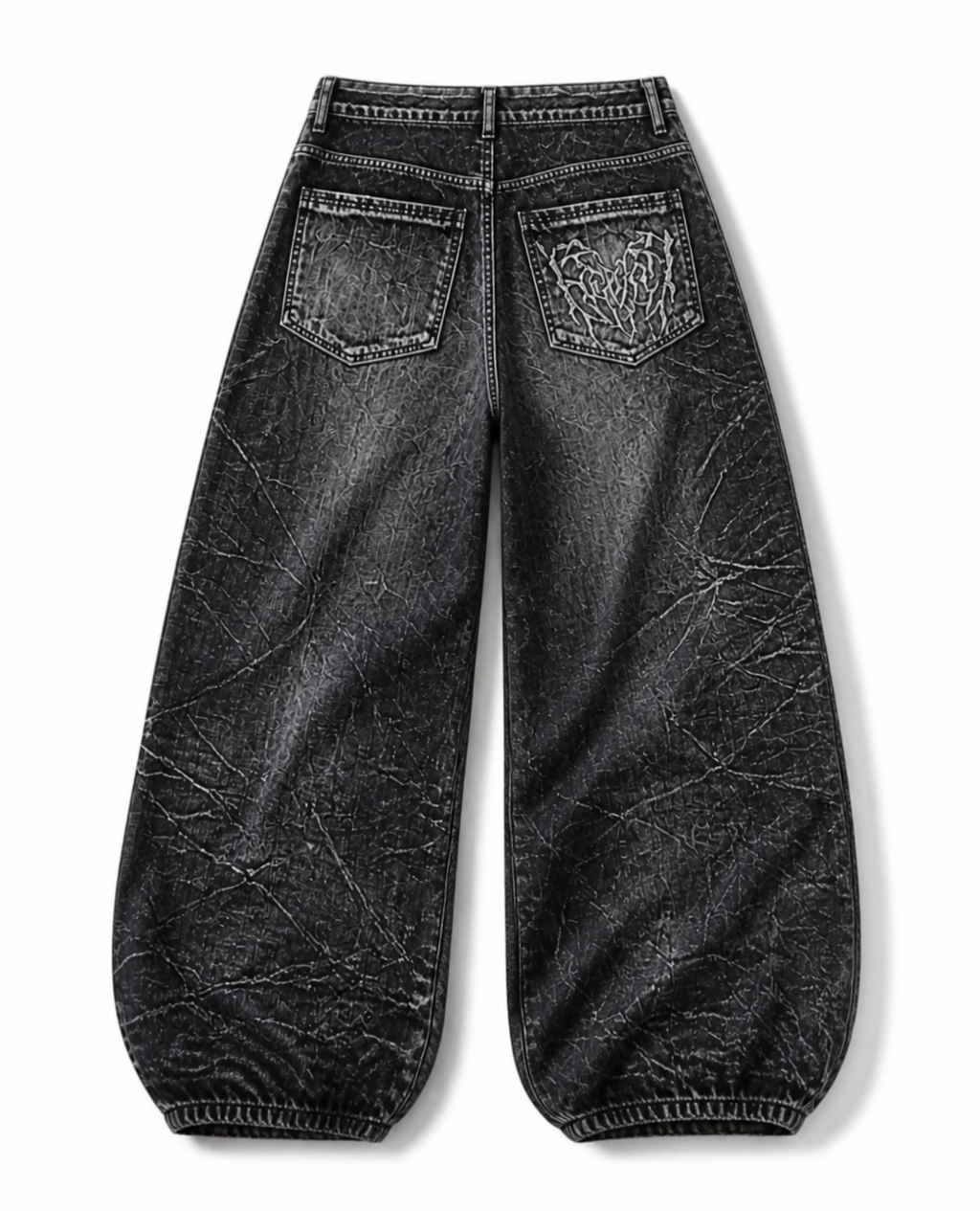 Rogue-Club Distressed Spider Wide Leg Jeans