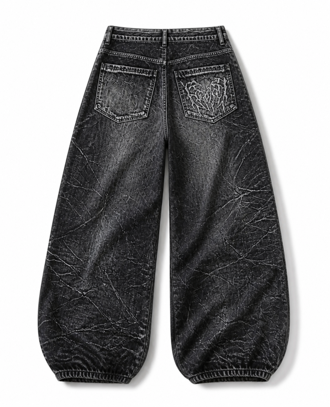 Rogue-Club Distressed Spider Wide Leg Jeans