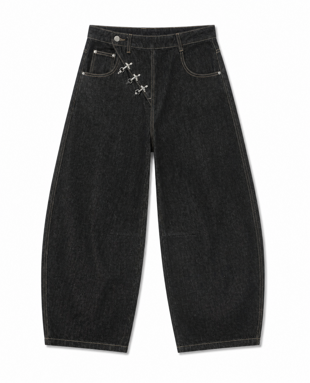 Rogue-Club Buckle Wide Leg Jeans