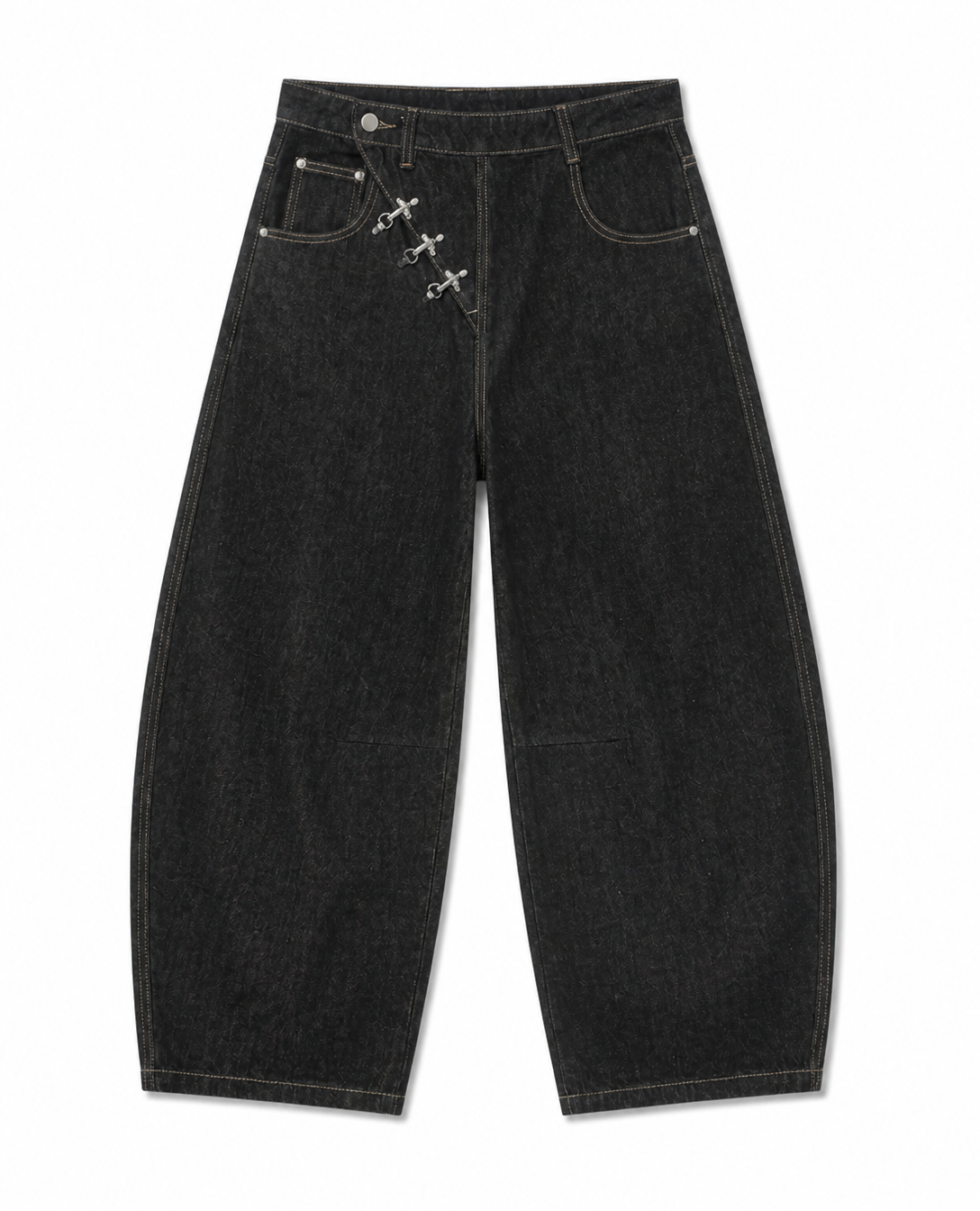 Rogue-Club Buckle Wide Leg Jeans