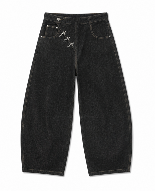 Rogue-Club Buckle Wide Leg Jeans