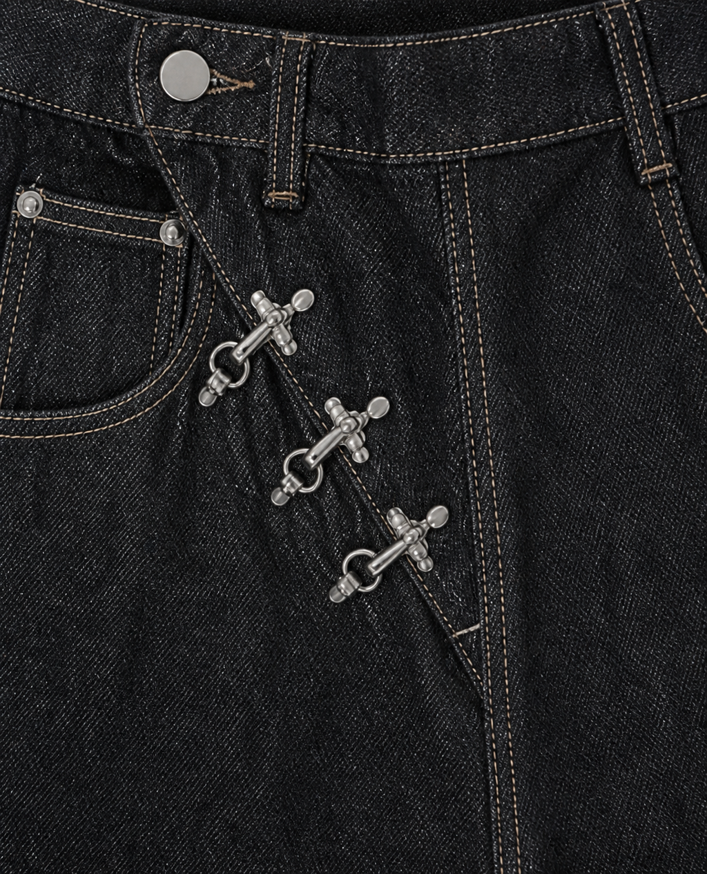 Rogue-Club Buckle Wide Leg Jeans