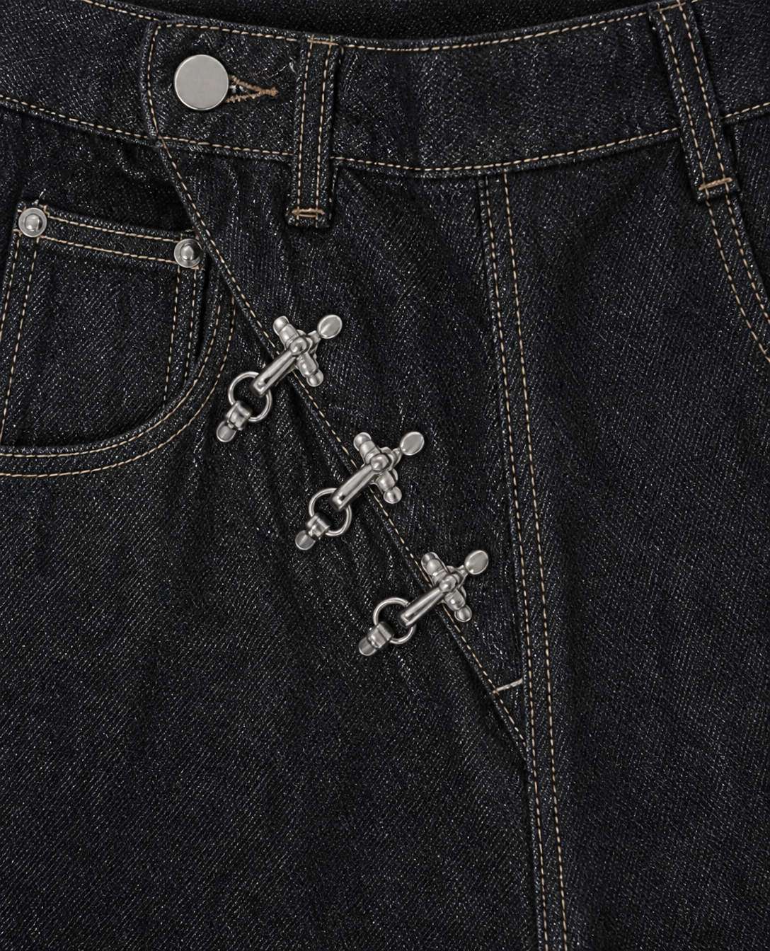 Rogue-Club Buckle Wide Leg Jeans
