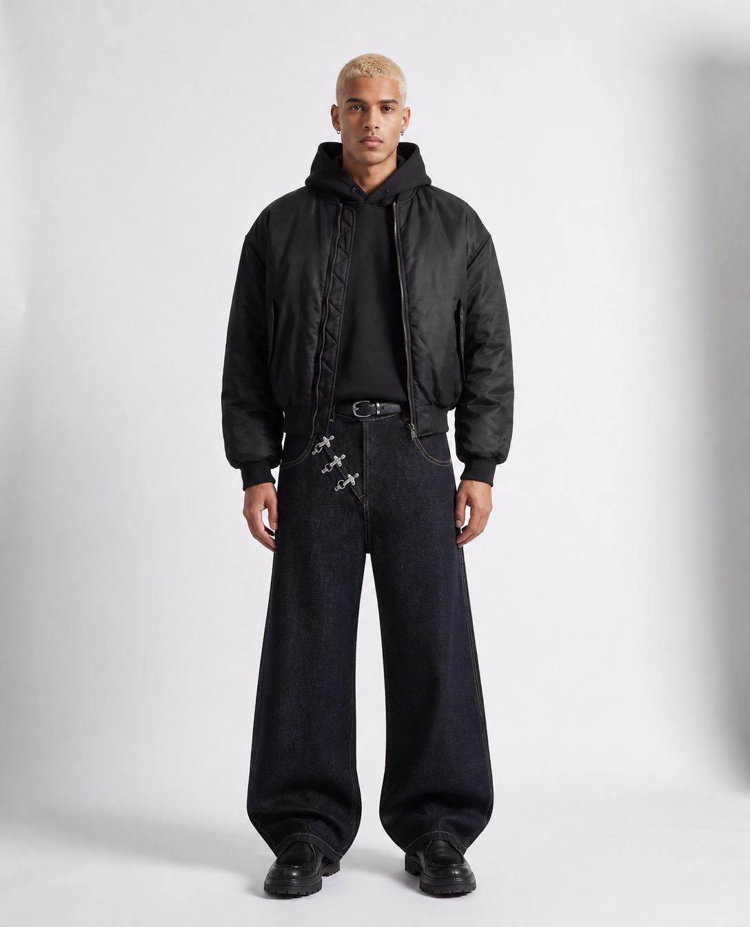 Rogue-Club Buckle Wide Leg Jeans