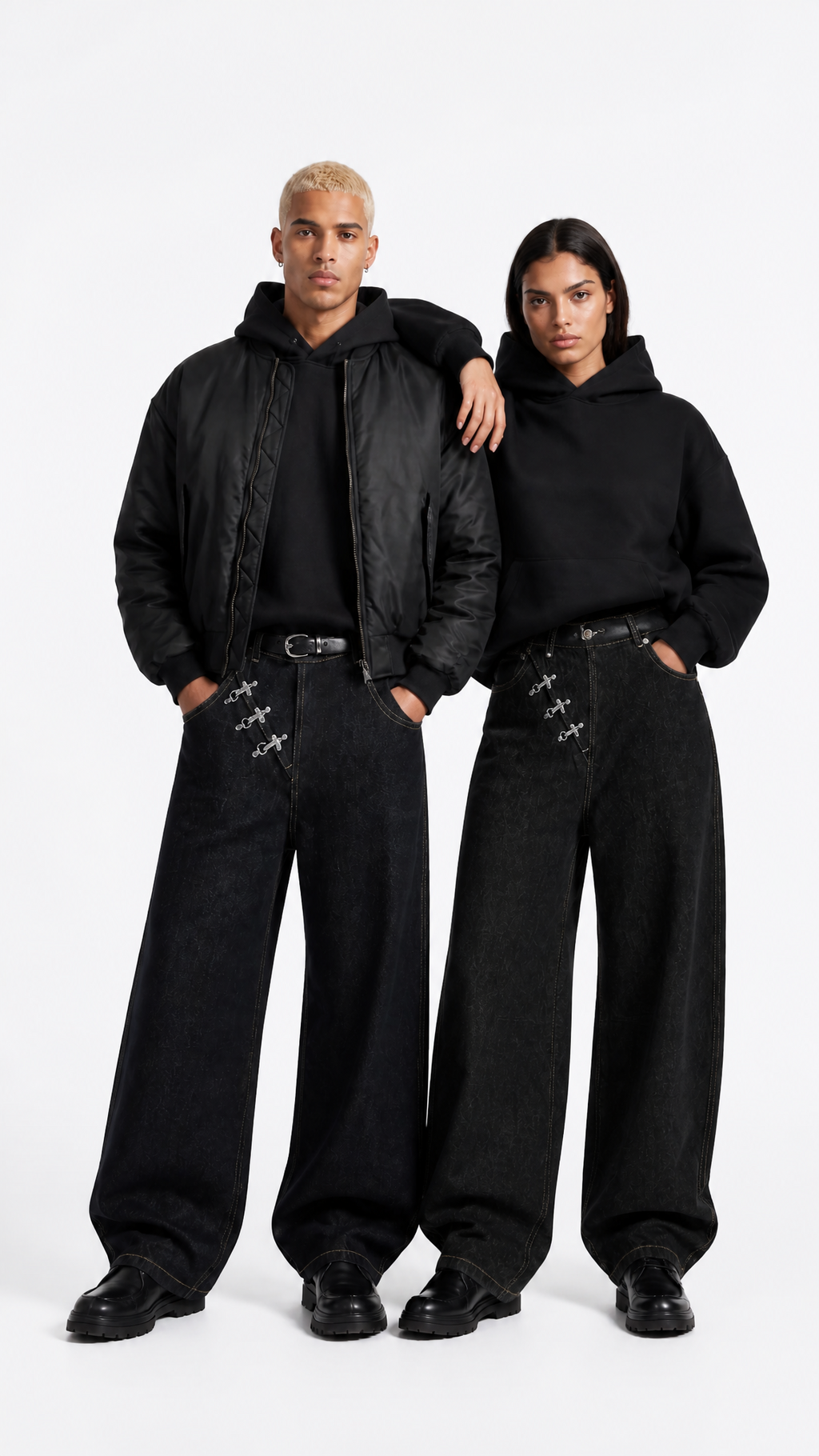 Rogue-Club Buckle Wide Leg Jeans