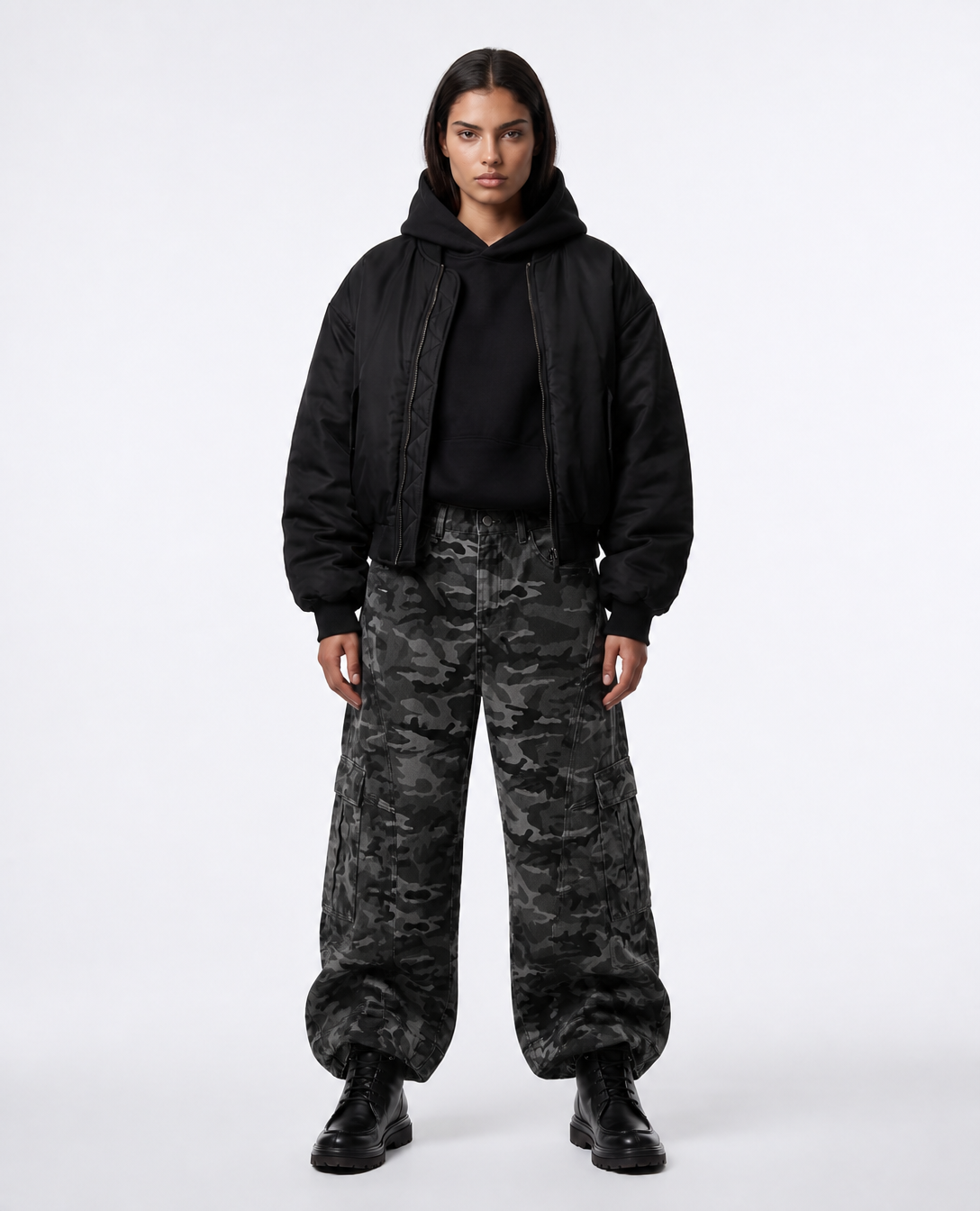 Rogue-Club Camo Wide Leg Cargo Pants