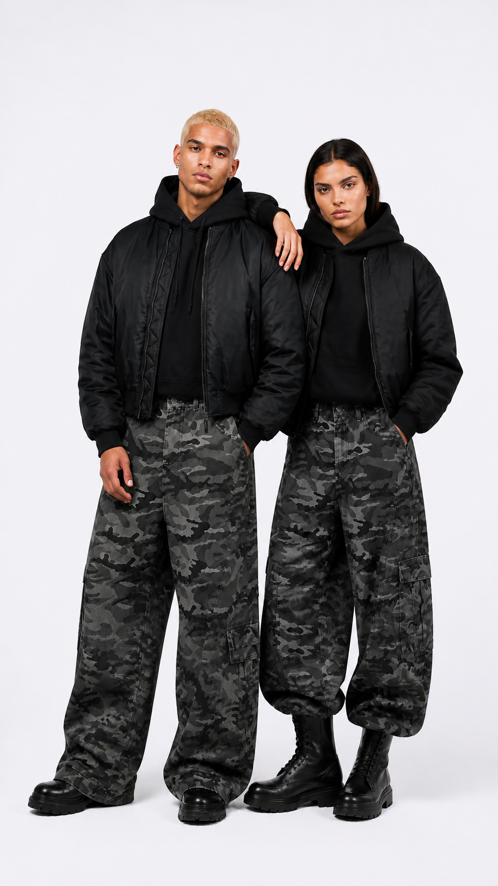 Rogue-Club Camo Wide Leg Cargo Pants