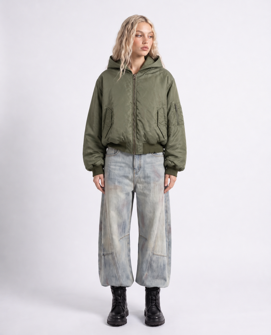 Rogue-Club Distressed Bomber Jacket