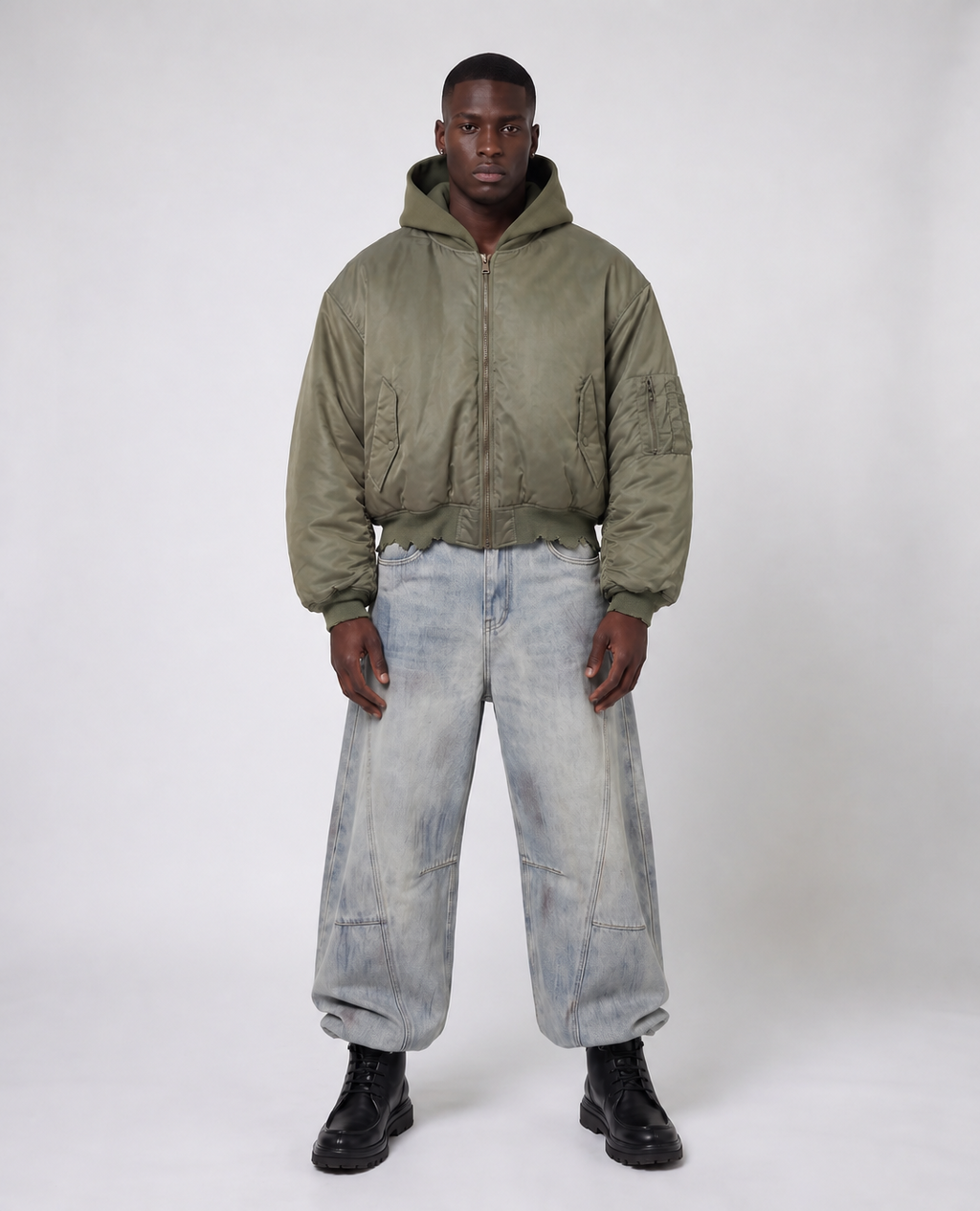 Rogue-Club Distressed Bomber Jacket