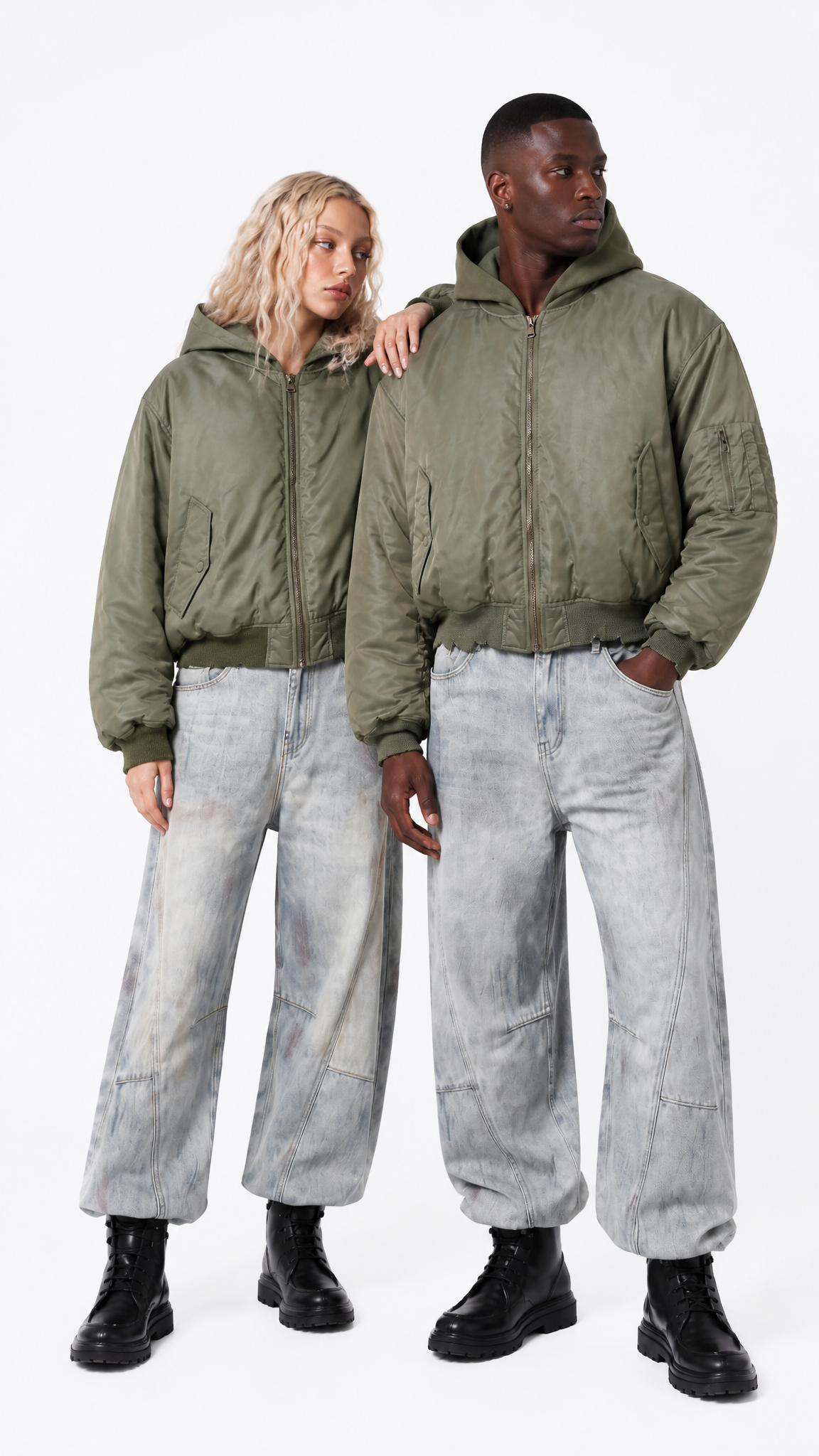Rogue-Club Distressed Bomber Jacket