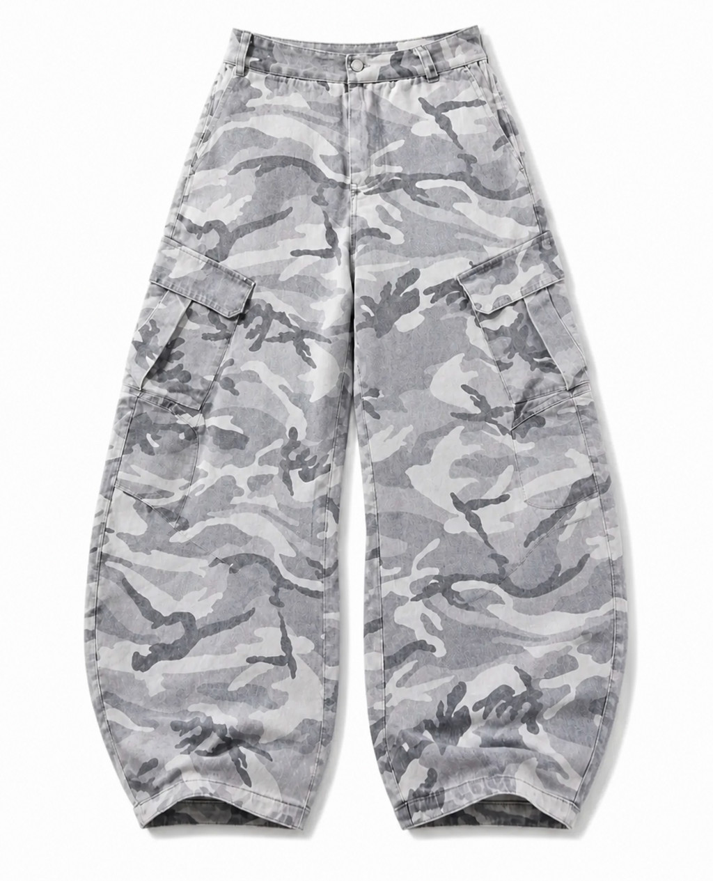 Rogue-Club Grey Camo Wide Leg Cargo Pants