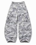 Rogue-Club Grey Camo Wide Leg Cargo Pants