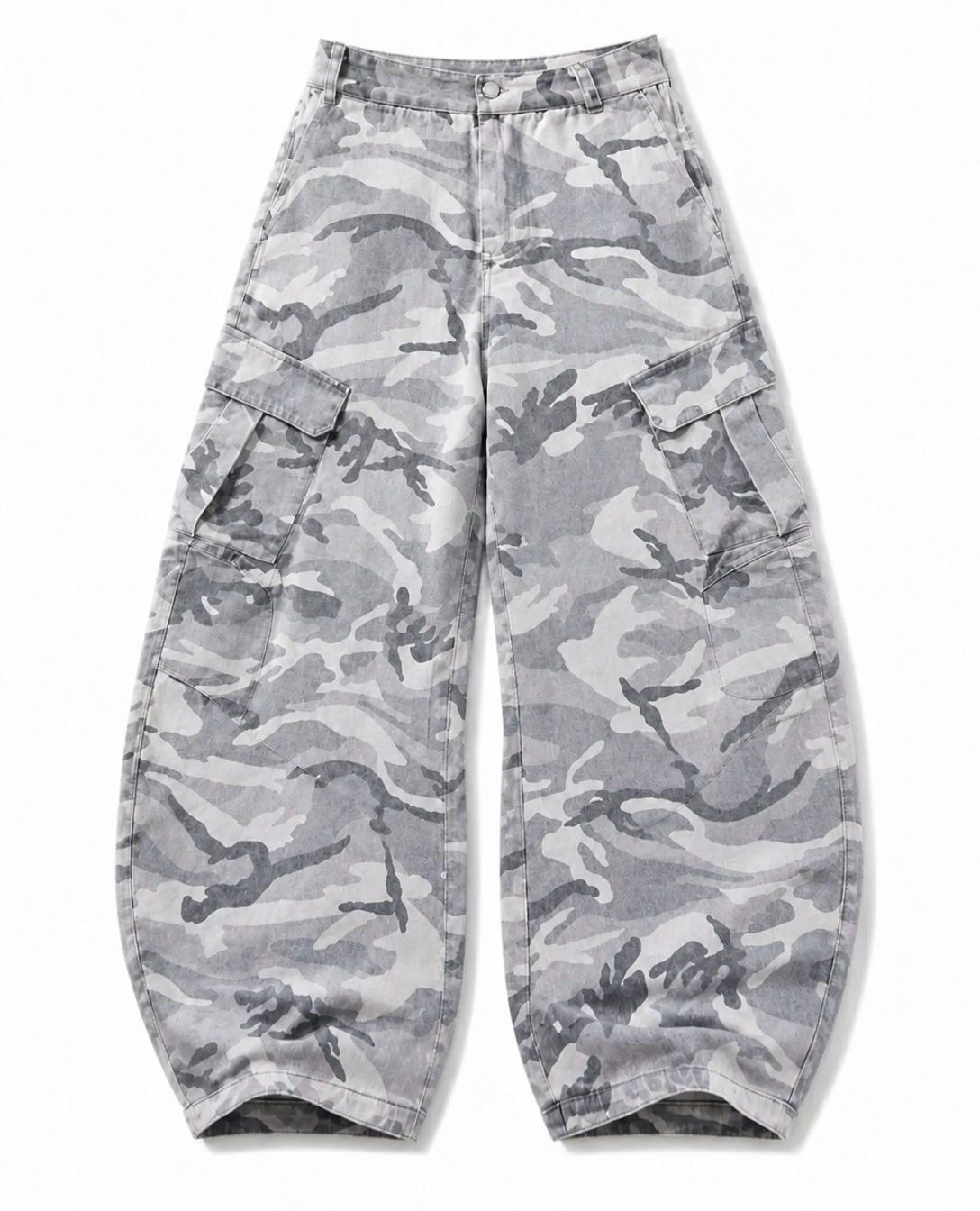 Rogue-Club Grey Camo Wide Leg Cargo Pants