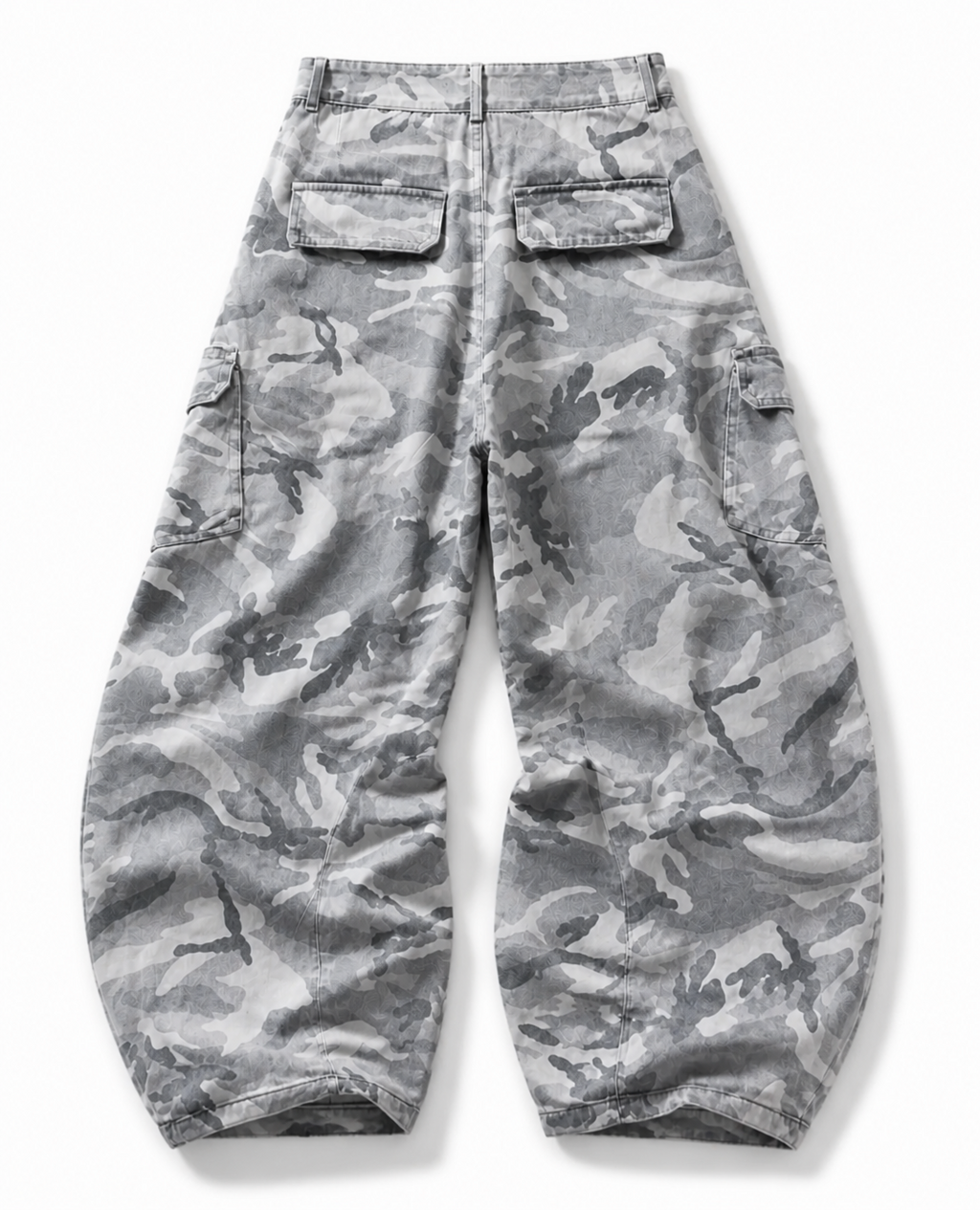 Rogue-Club Grey Camo Wide Leg Cargo Pants
