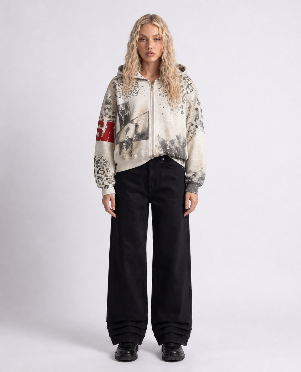 Rogue-Club Leopard Print Zip Hoodie