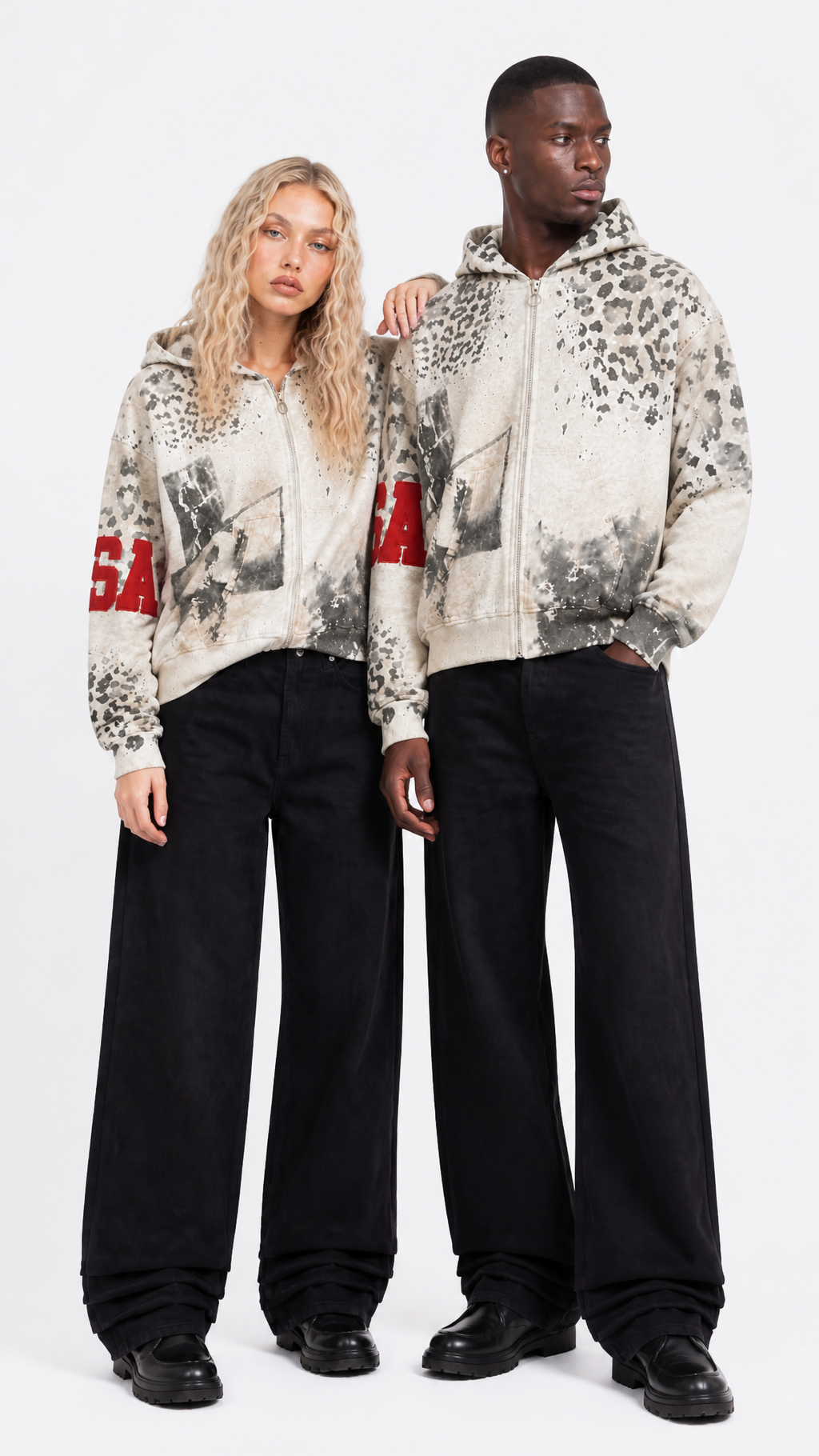 Rogue-Club Leopard Print Zip Hoodie