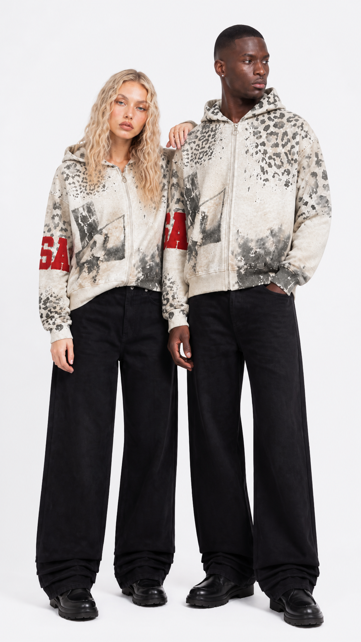 Rogue-Club Leopard Print Zip Hoodie