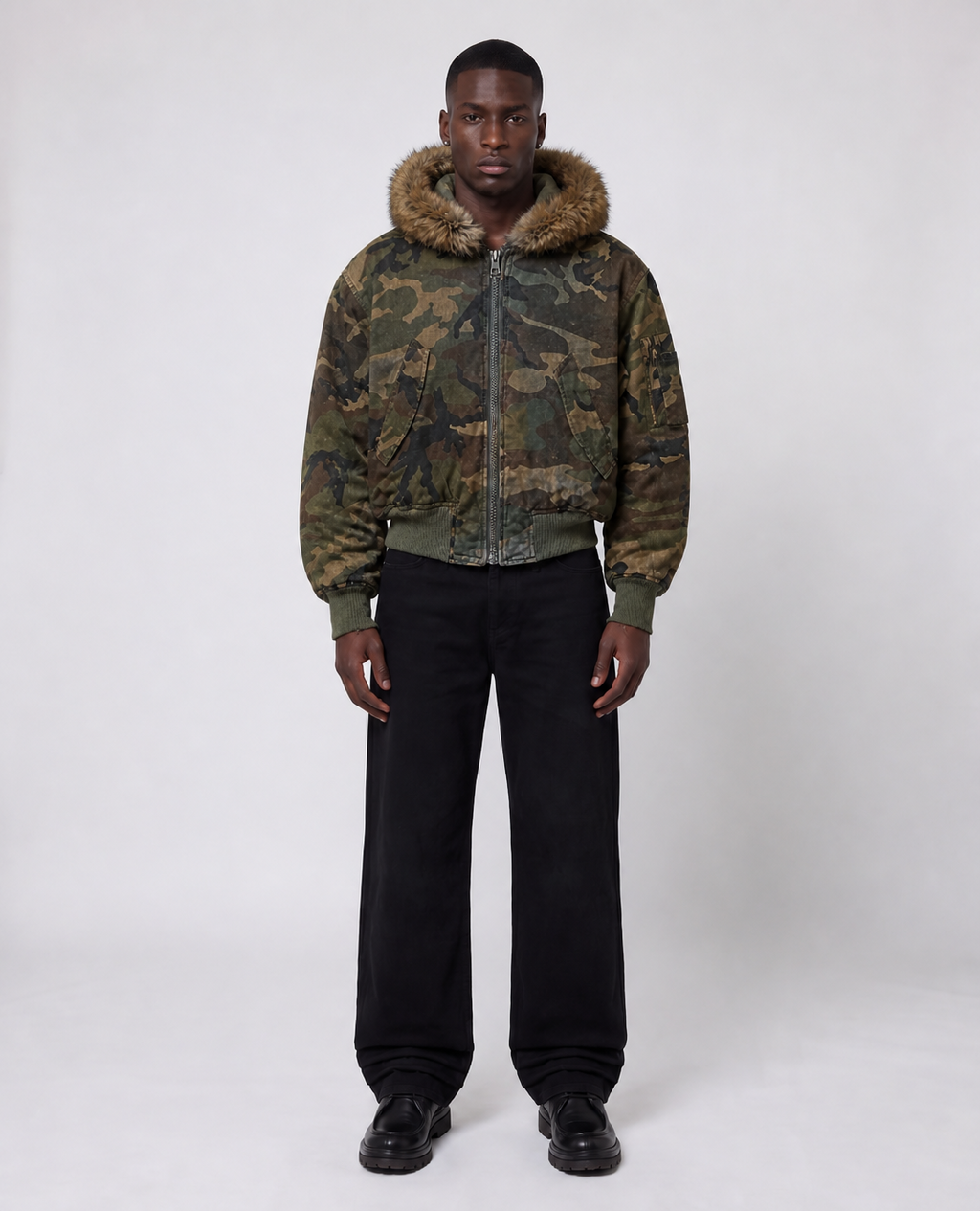 Rogue-Club Reversible Camo Bomber Jacket
