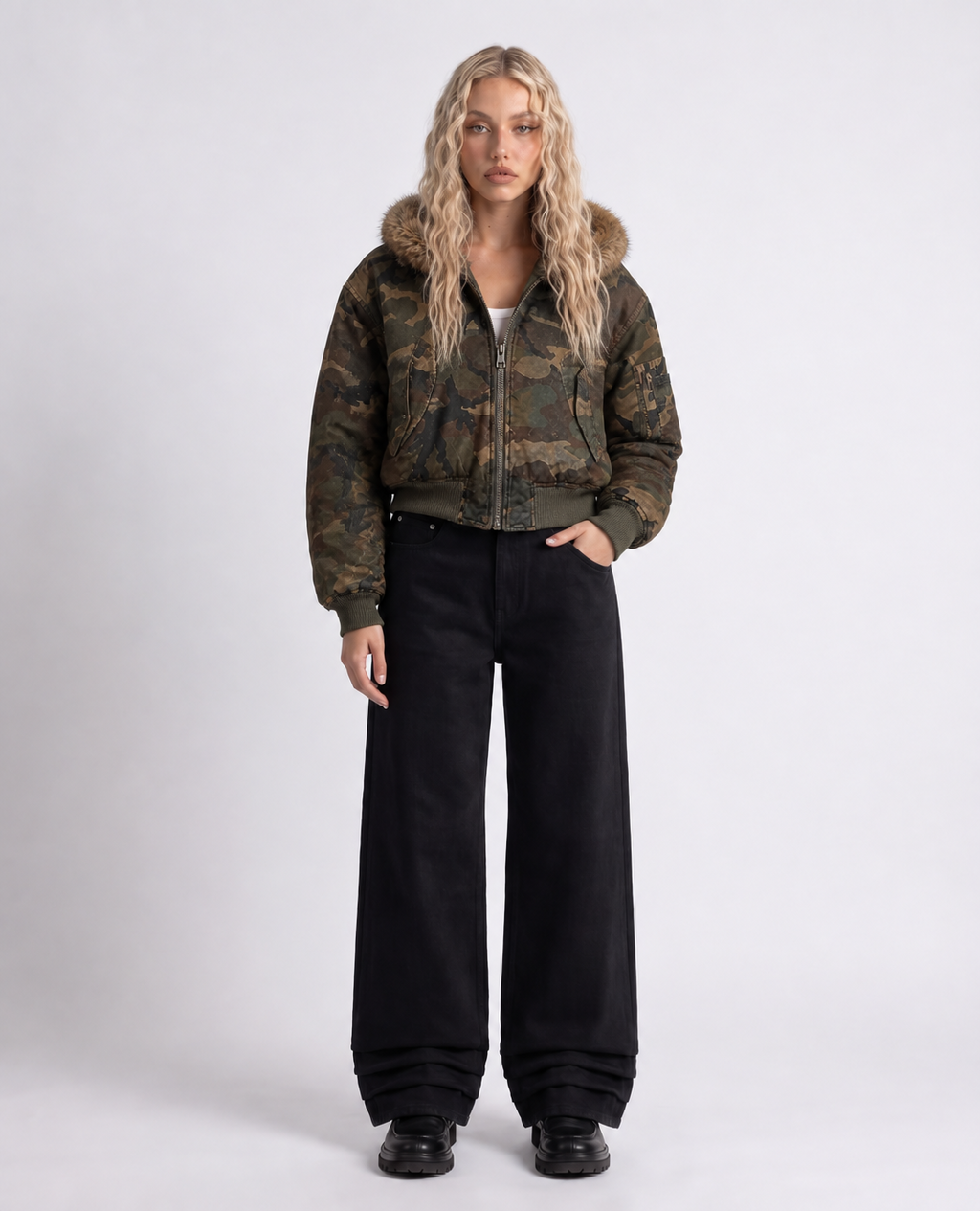 Rogue-Club Reversible Camo Bomber Jacket