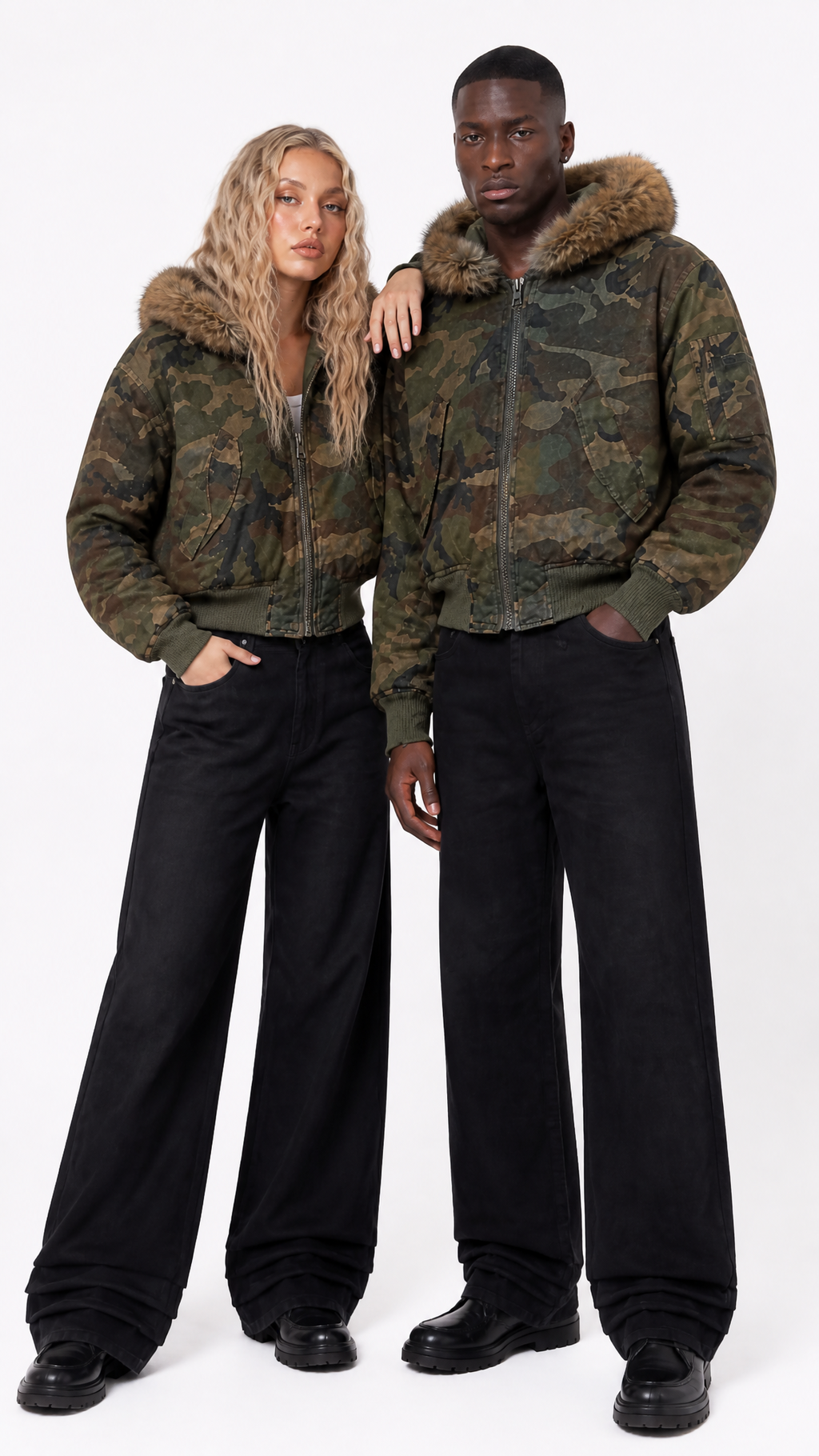 Rogue-Club Reversible Camo Bomber Jacket