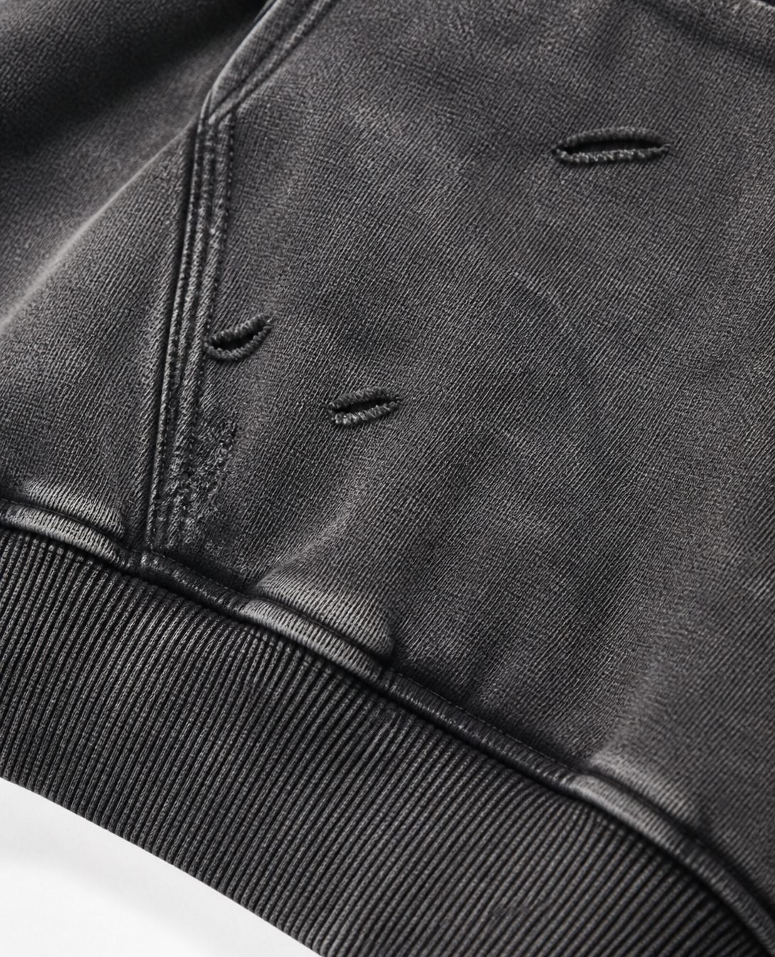Rogue-Club Washed Distressed Zip Hoodie