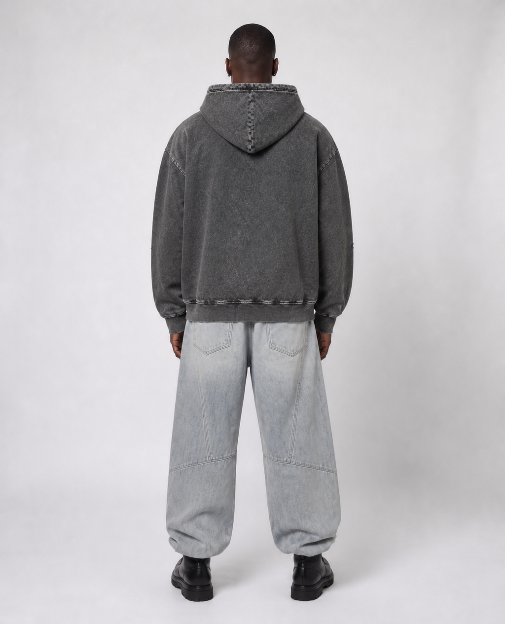 Rogue-Club Washed Distressed Zip Hoodie